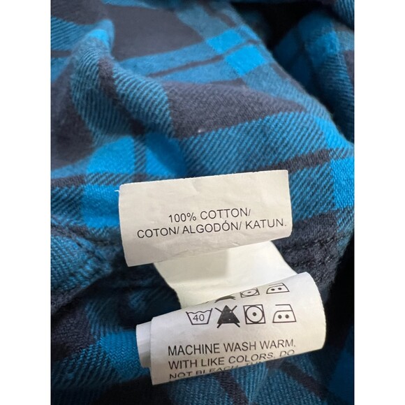 Lucky Brand Men's Blue Plaid Flannel Button Down Shirt 100% Cotton Size L - Picture 4 of 9